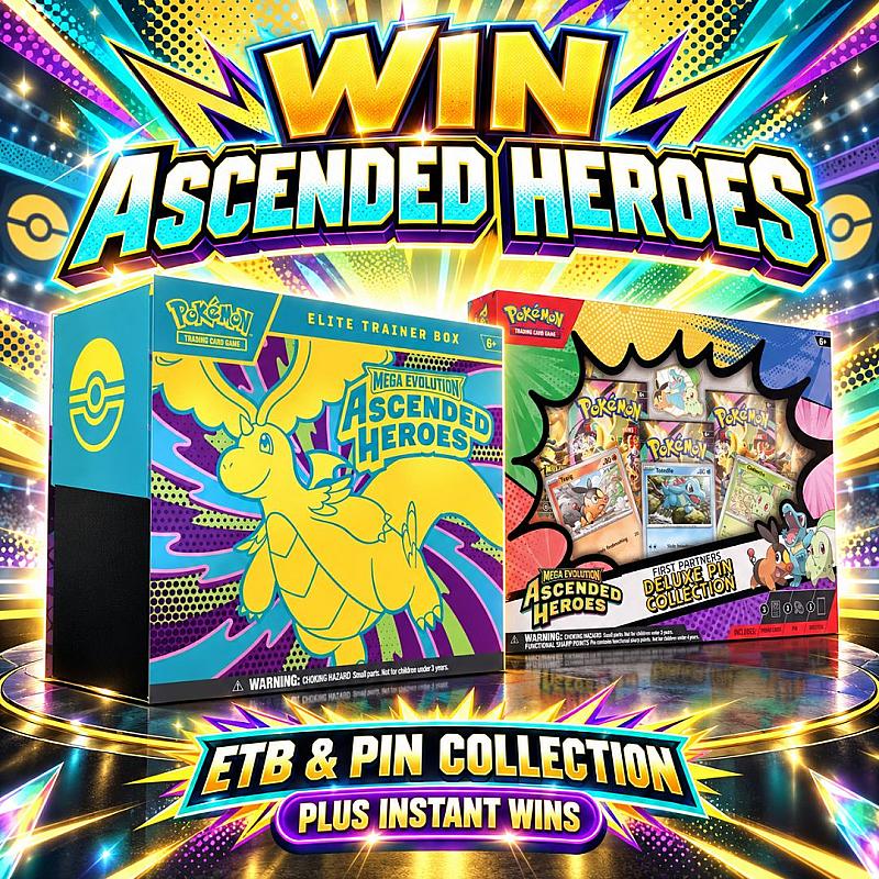 ⚡ Pokémon Ascended Heroes ETB + Deluxe Pin Collection + Instant Wins!