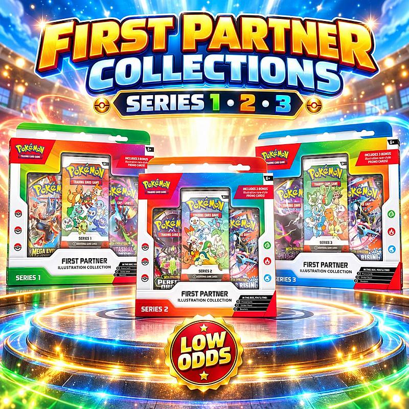 ⚡ Pokémon First Partners Illustration Collections 1, 2 & 3 — Low Odds Wednesday!