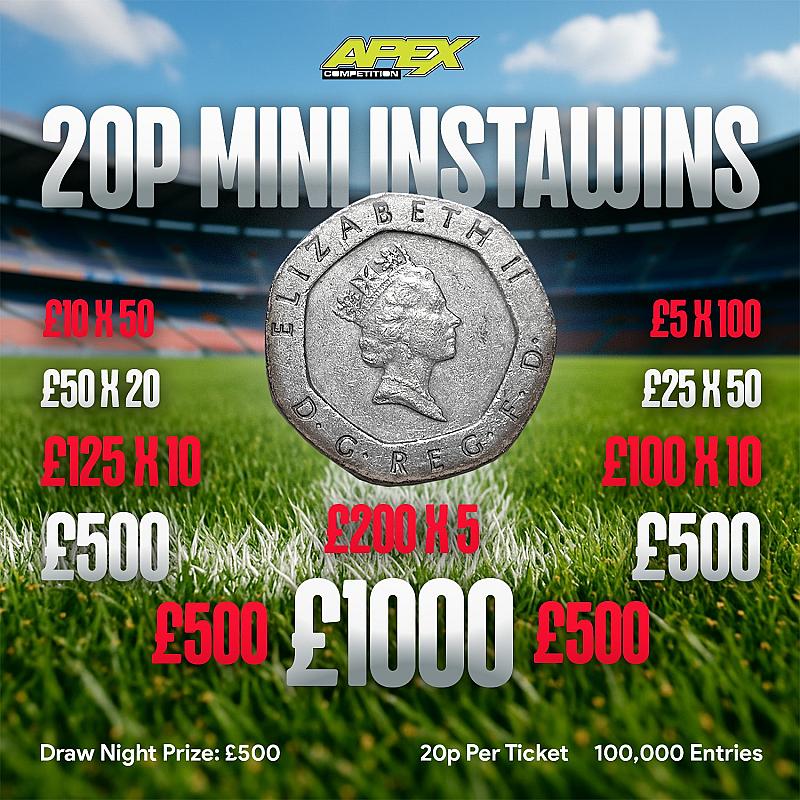 Top Scorer - Mini 20p INSTAWINS - £500 End Prize + 550 Instant Wins - 17/8/2025