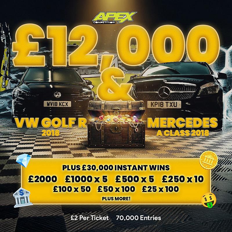 Winner Takes All - VW Golf R & Mercedes A-Class & £12,000 + £30,000 in instant wins - 3/5/2026