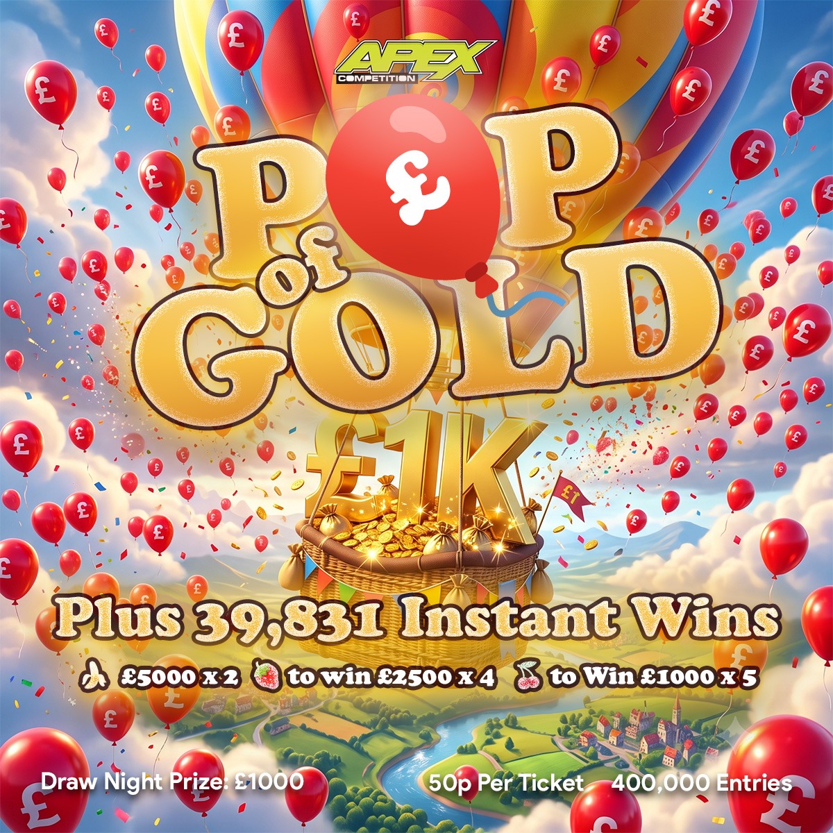 Pop Of Gold - £1000 END PRIZE + 39,831 INSTANT WINS - 20/9/2026