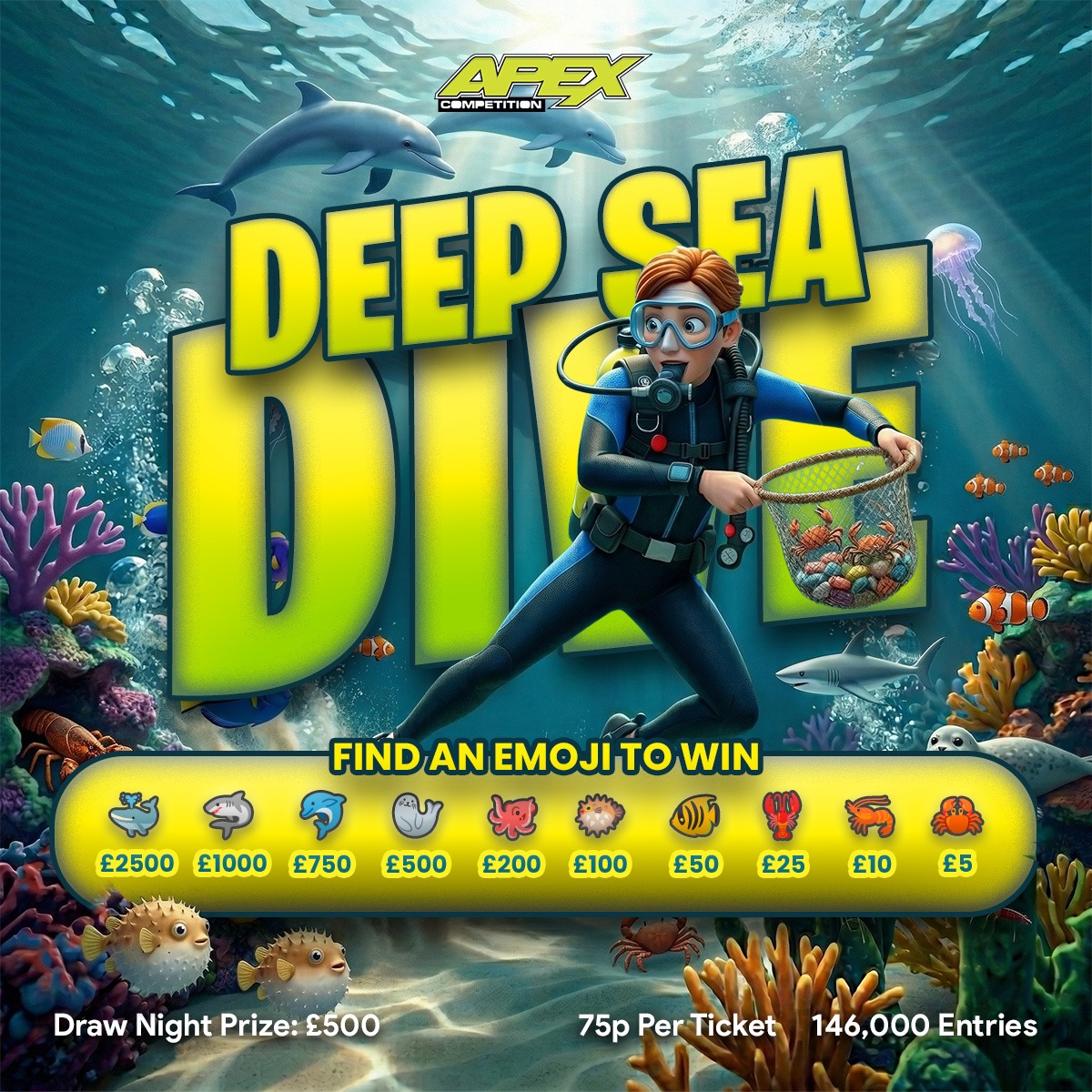 DEEP SEA DIVE - 7634 Instant Wins - EMOJI HUNT - 11/10/2026