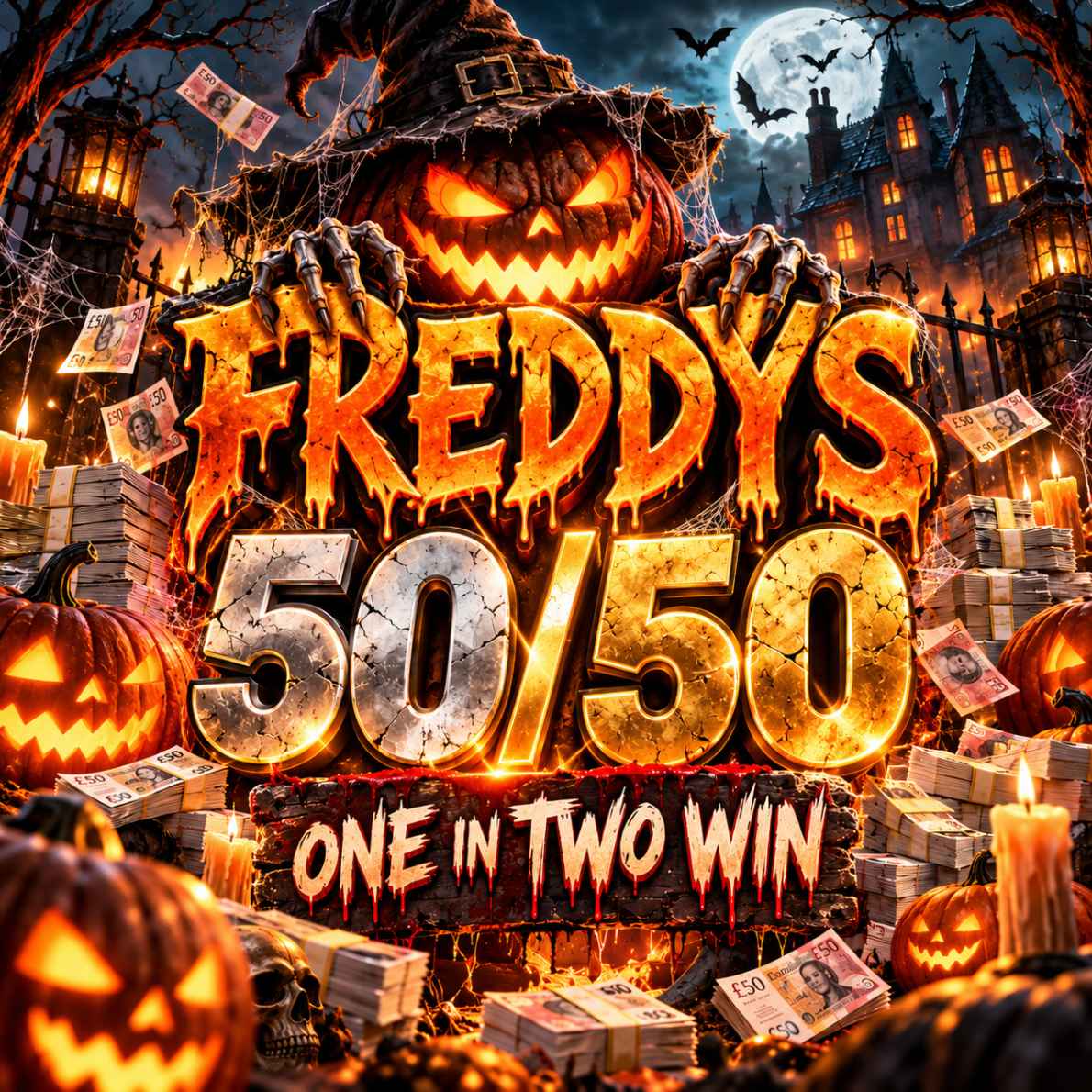 FREDDYS 50/50 CHANCE TO INSTANTLY WIN *£10K PRIZE POT*
