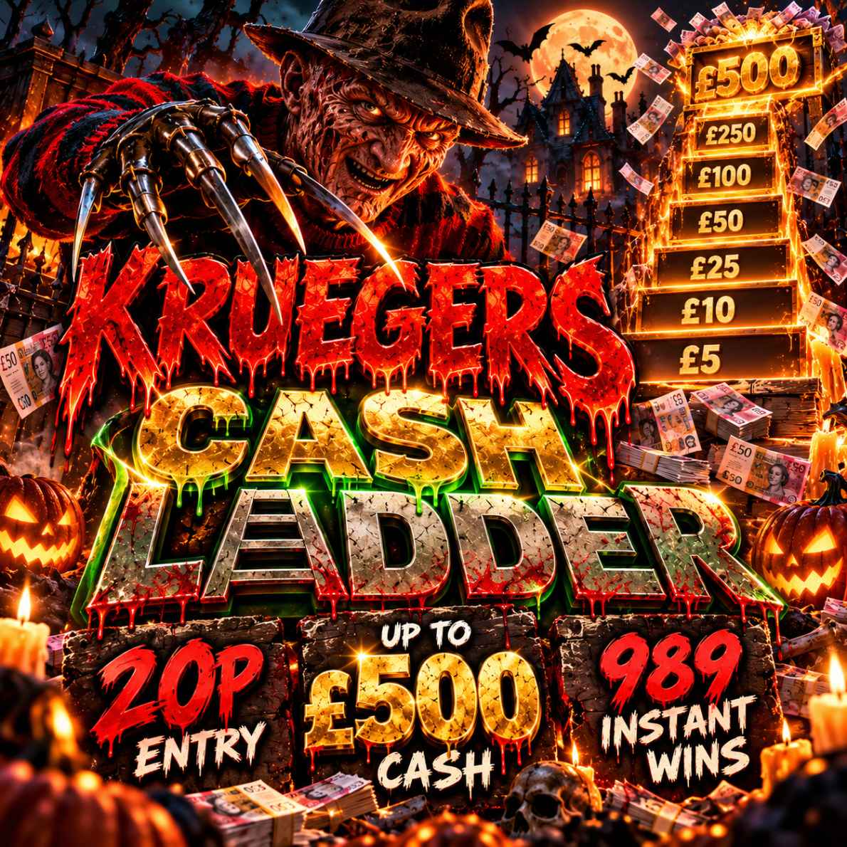 KRUEGERS CASH LADDER INSTANT WIN *OVER £7400 IN INSTANT WINS*