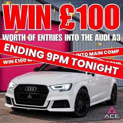 WIN £100 OF ENTRIES INTO THE MAIN DRAW - AUDI A3 BLACK EDITION