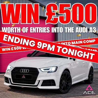 WIN £500 OF ENTRIES INTO THE MAIN DRAW - AUDI A3 BLACK EDITION