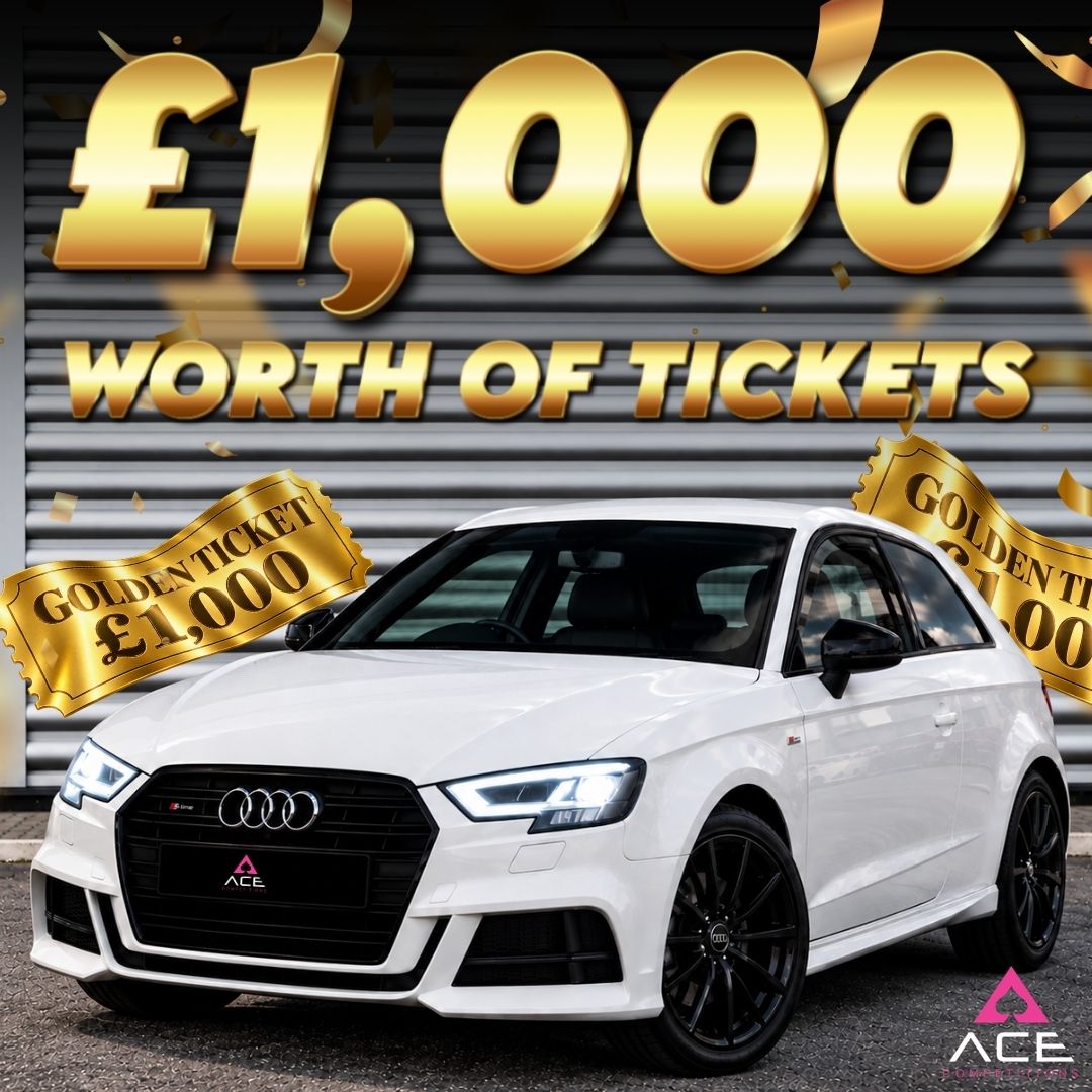 GOLDEN TICKET - WIN £1,000 OF ENTRIES INTO THE MAIN DRAW - AUDI A3 BLACK EDITION