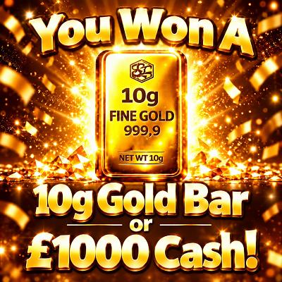 10g Gold Bar Or £1000 Cash