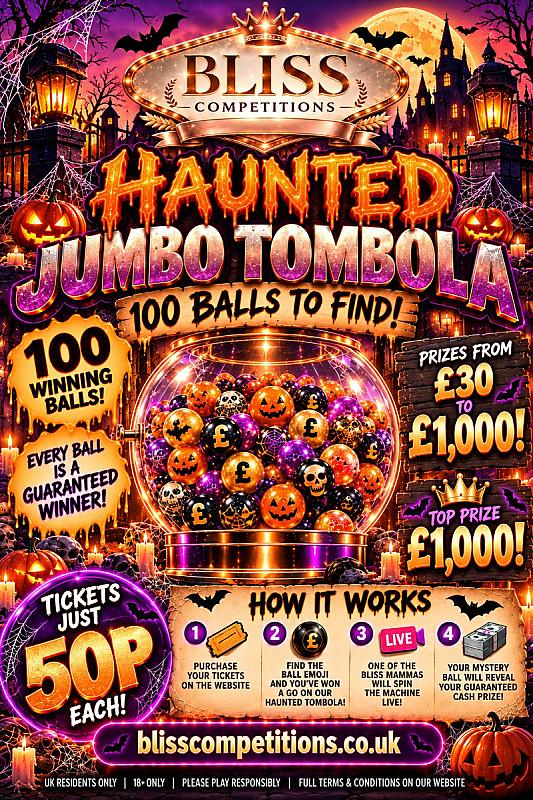 🎃👻 BLISS HAUNTED JUMBO TOMBOLA! 💀🧡