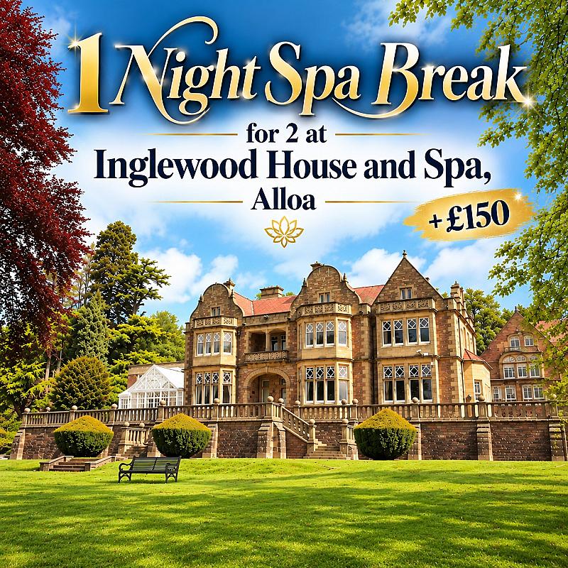 🫧 1 Night Spa Break for 2 at Inglewood House and Spa, Alloa + £150 🫧