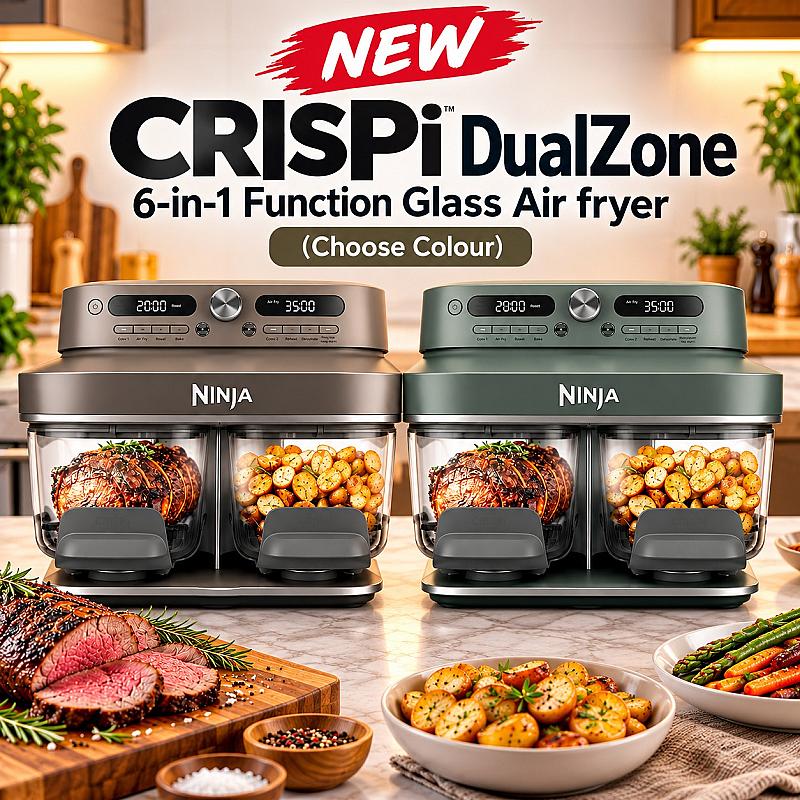 🍗NEW - CRISPi DualZone 6-in-1 Function Glass Air fryer 🍟