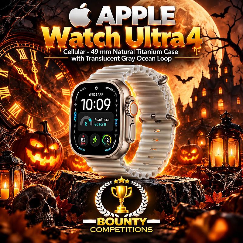 NEW APPLE Watch Ultra 4 Cellular - 49 mm Natural Titanium Case with Translucent Gray Ocean Loop📱