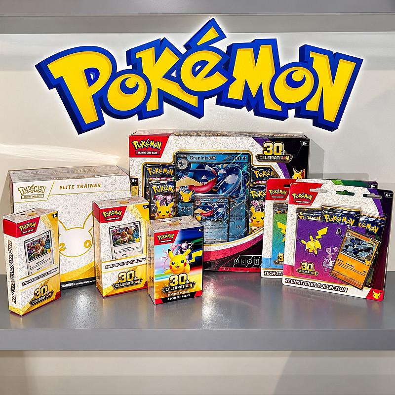 30th anniversary ETB, Greninja ex box (30th), 2 Tech Sticker collection, 2 knockout collection boxes and a booster bundle.