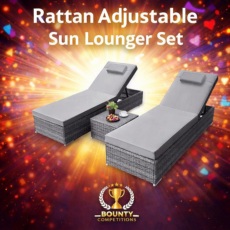 ☀️ Rattan Adjustable Sun Lounger Set ☀️