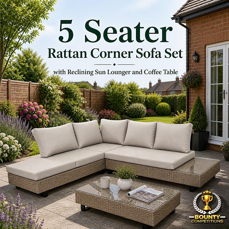 ☀️ 5 Seater Rattan Corner Sofa Set with Reclining Sun Lounger and Coffee Table ☀️