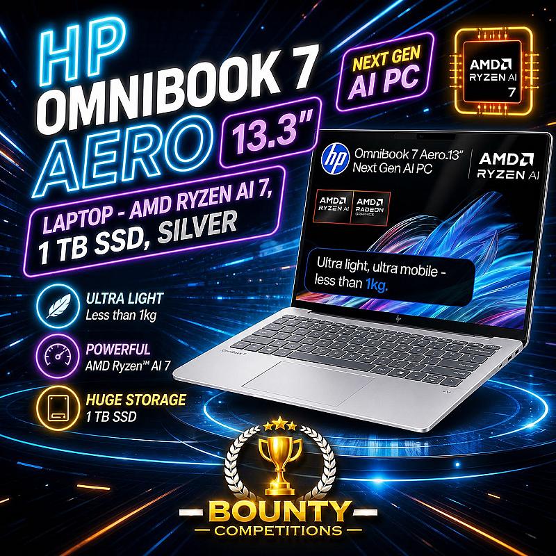 HP OmniBook 7 Aero 13.3" Laptop - AMD Ryzen AI 7, 1 TB SSD, Silver🩶