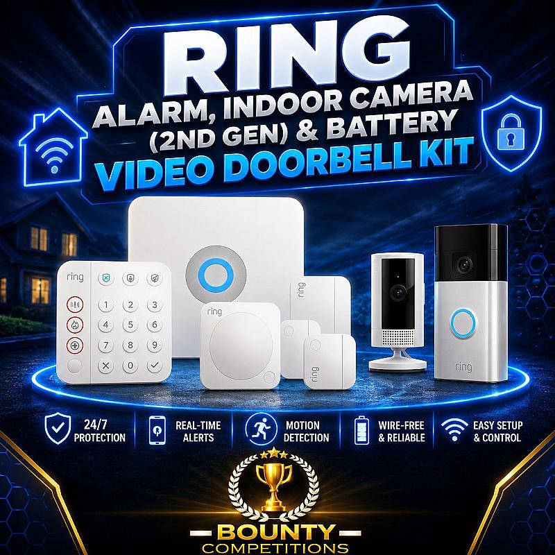 RING Alarm, Indoor Camera (2nd Gen) & Battery Video Doorbell Kit🔐