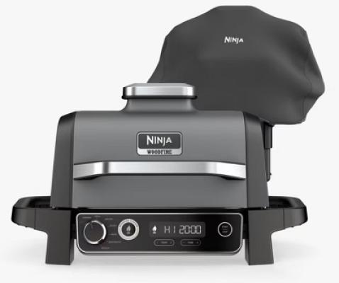 Ninja Woodfire 7-in-1 Electric BBQ Grill & Smoker with Cover, Black (£200 ALT)