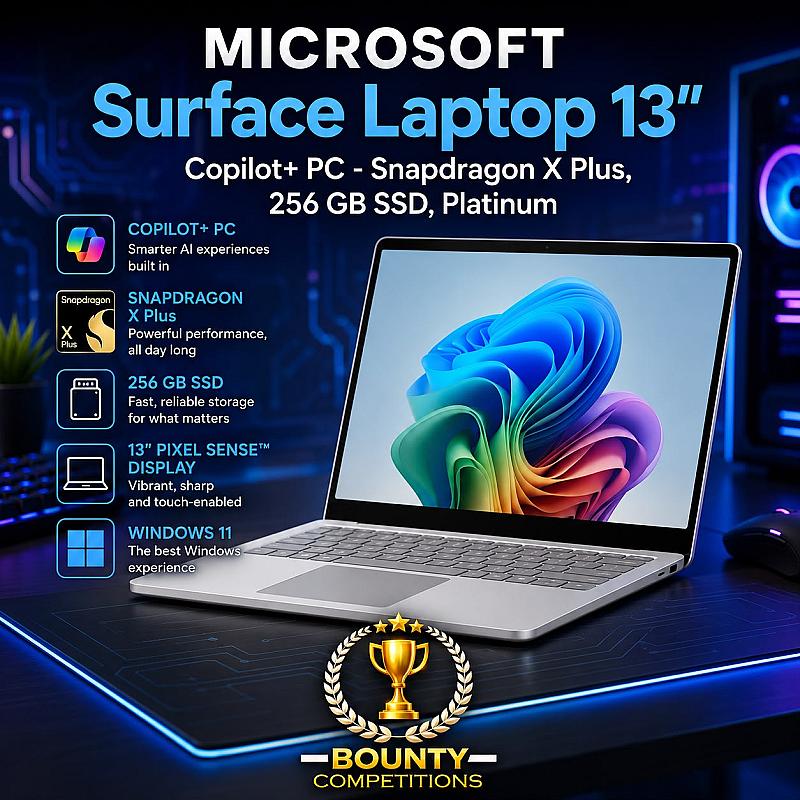 MICROSOFT Surface Laptop 13", Copilot+ PC - Snapdragon X Plus, 256 GB SSD, Platinum💻