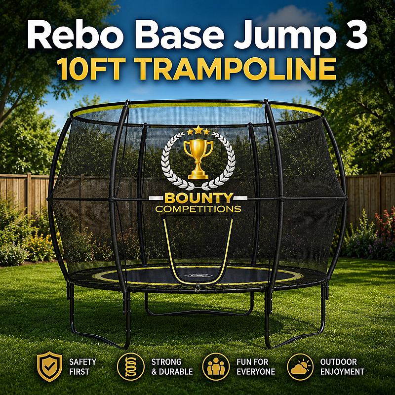 Rebo Base Jump 3 10FT Trampoline With Halo Enclosure