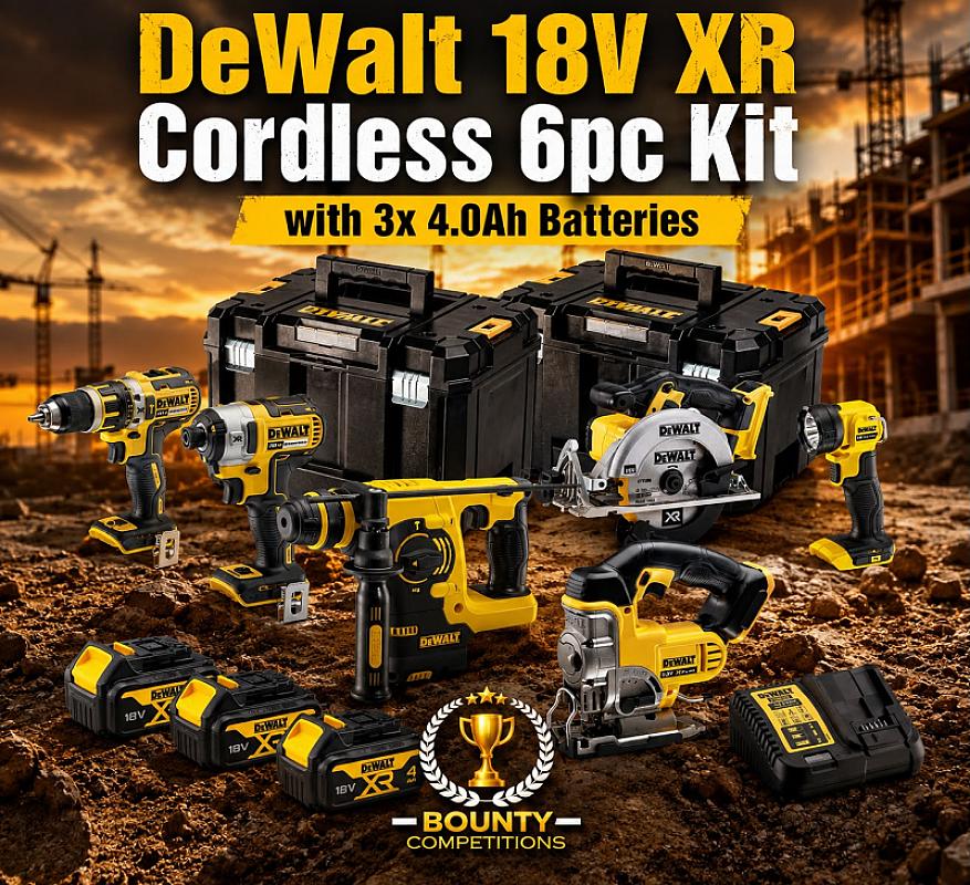 DeWalt 18V XR Cordless 6pc Kit with 3x 4.0Ah Batteries🔋🔋🔋