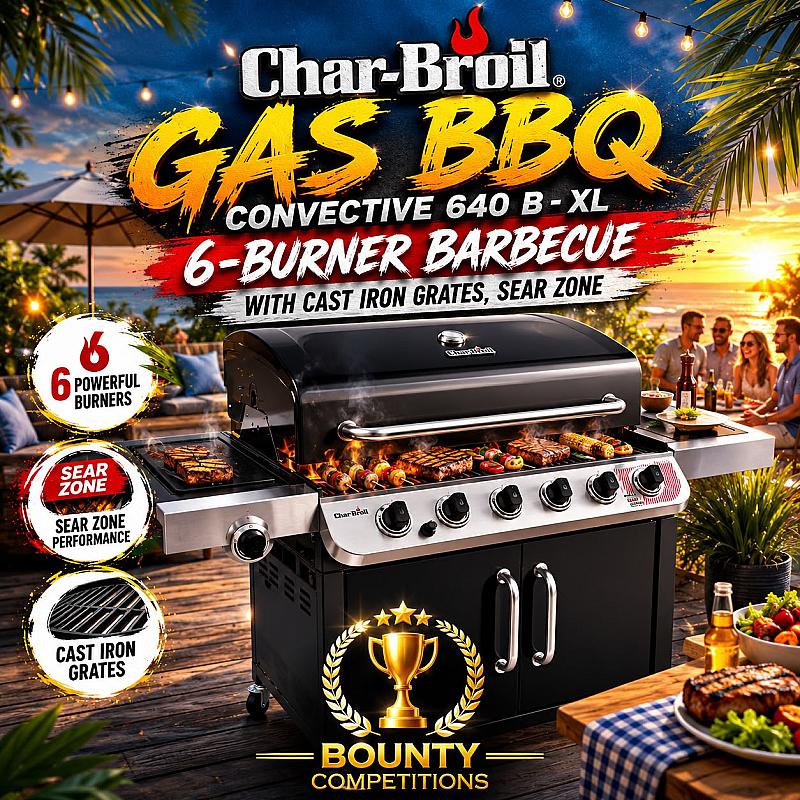 Char-Broil Gas BBQ Convective 640 B - XL - 6-burner Barbecue with Cast Iron Grates, Sear Zone🍖