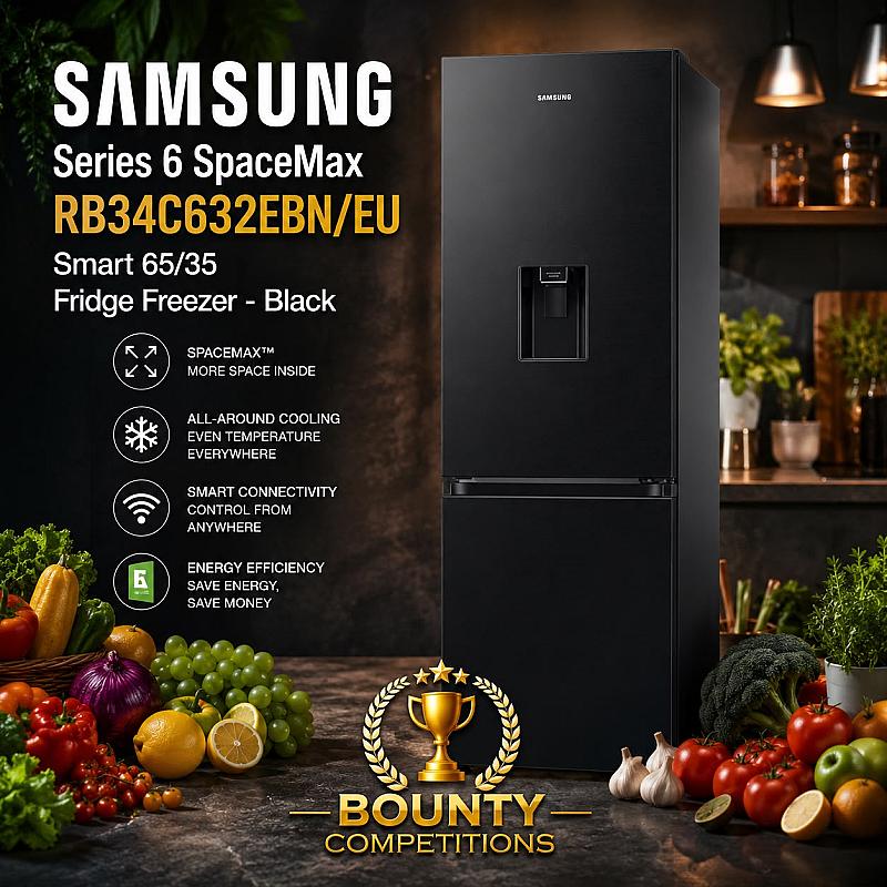 SAMSUNG Series 6 SpaceMax RB34C632EBN/EU Smart 65/35 Fridge Freezer - Black🍇