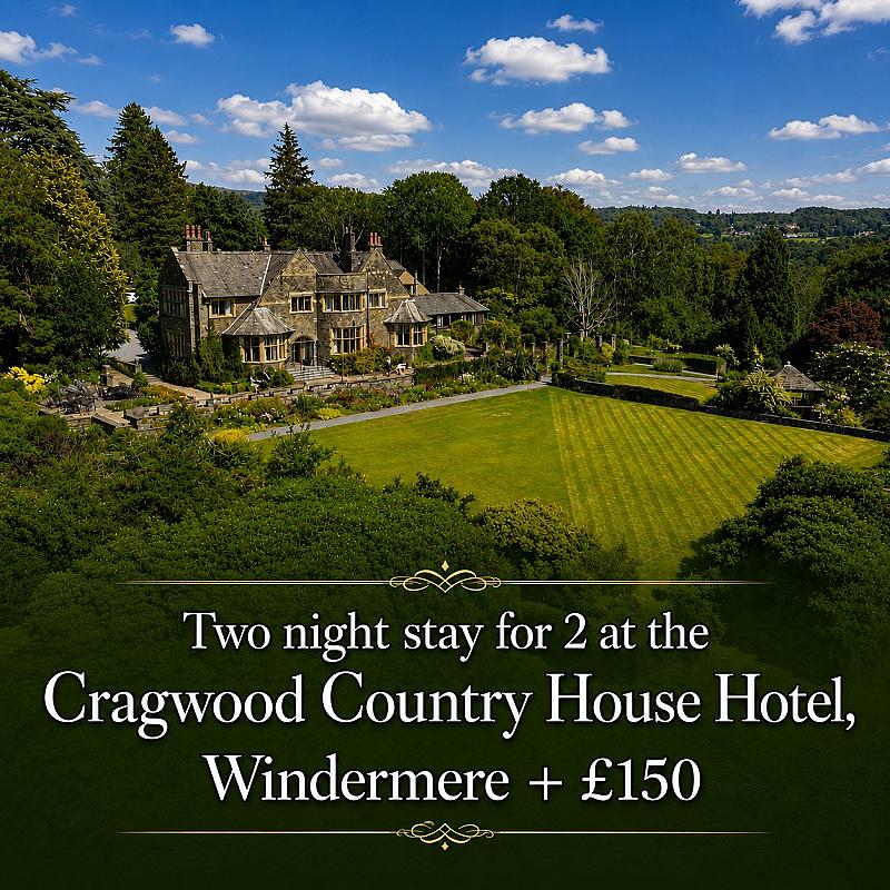 🚤 Two night stay for 2 at the Cragwood Country House Hotel, Windermere + £150 🚤