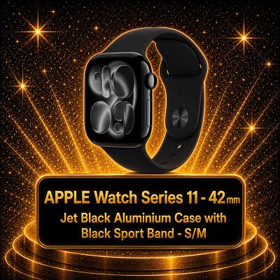 APPLE Watch Series 11 - 42 mm Jet Black Aluminium Case with Black Sport Band (£200 ALT)