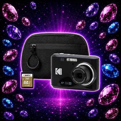 KODAK Pixpro FZ45 16MP 4x Zoom Compact Camera & 32 GB SD Card with Compact Case - Black (£80 Alt)