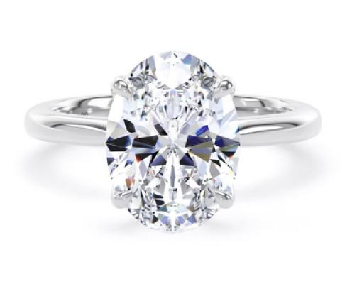 Platinum 3.00cttw Oval Cut Lab Grown Diamond Solitaire Engagement Ring  (£3K ALT)