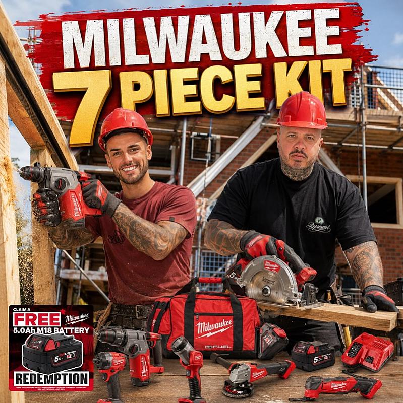 Milwaukee M18 FPP7A-503B 18V Fuel Cordless 7 Piece Kit with 3x 5.0Ah Batteries