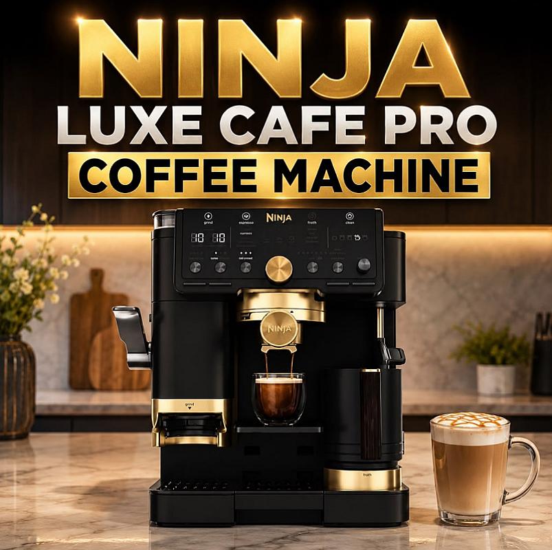 NINJA Luxe Café Pro by David Beckham ES771UKBK Bean to Cup Coffee Machine - Black & Gold