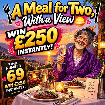 🍽️ A Meal for Two, With a View 🌅 WIN £250 INSTANTLY! 💷🔥