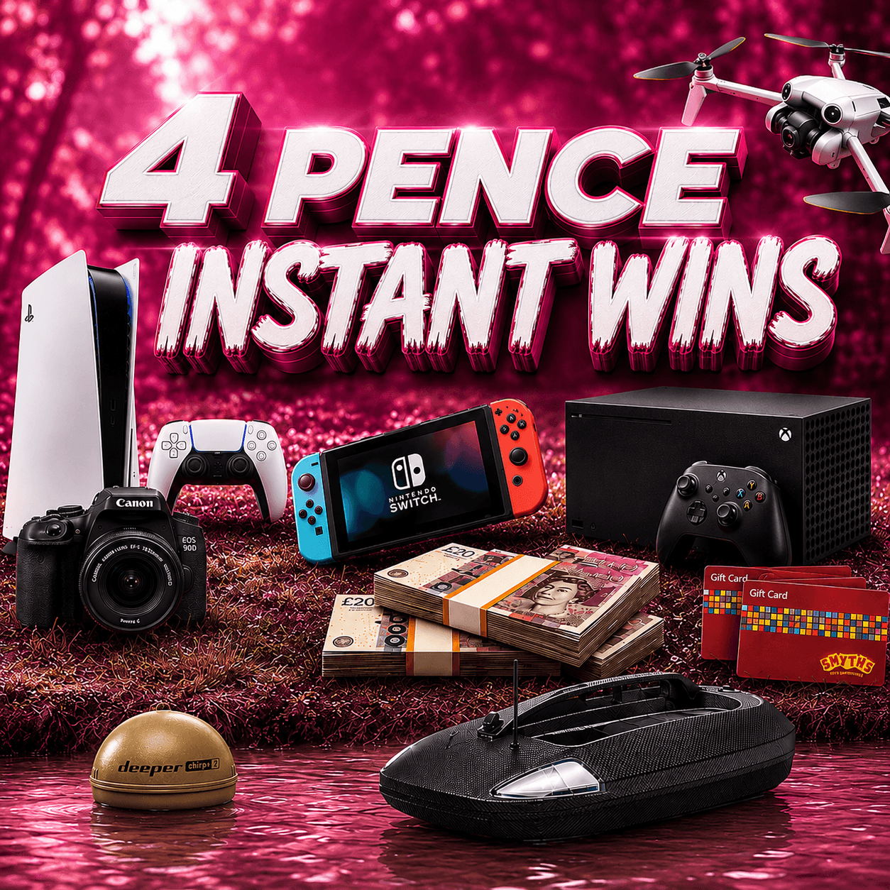 4 PENNY INSTANT WINS - £250 END DRAW #3