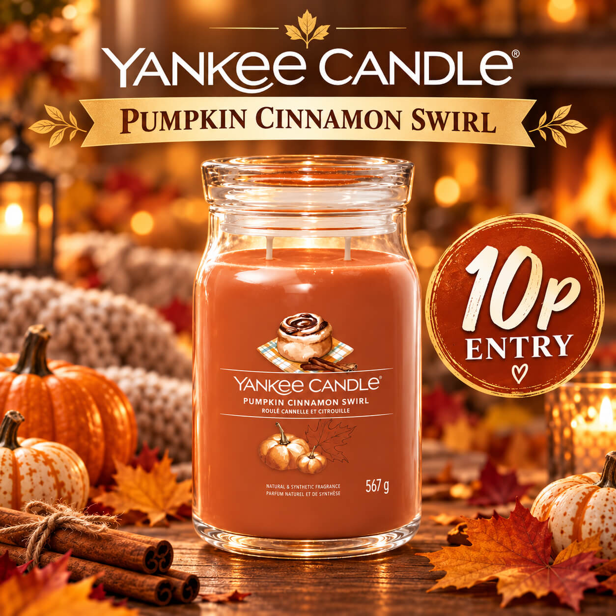 Win this Pumpkin Cinnamon Swirl Large Yankee Candle
