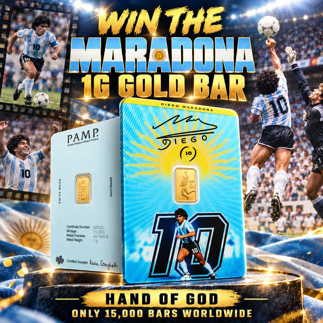 *LIMITED EDITION* Official Diego Maradona 1G Gold Bar