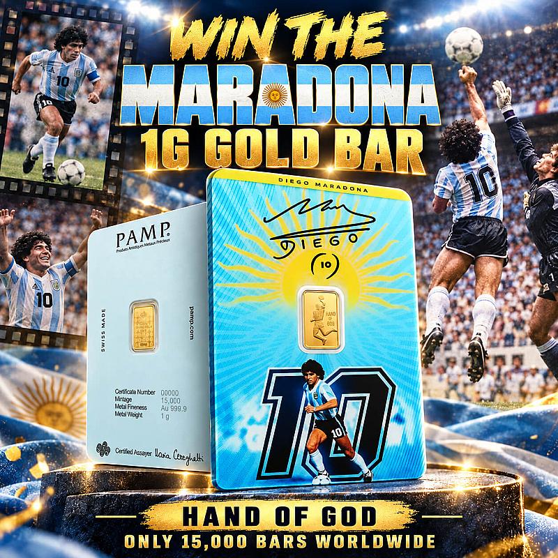 *LIMITED EDITION* Official Diego Maradona 1G Gold Bar