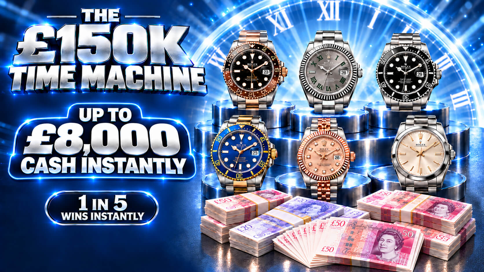 THE £150K TIME MACHINE INSTANT WIN - HIGH ROLLER!