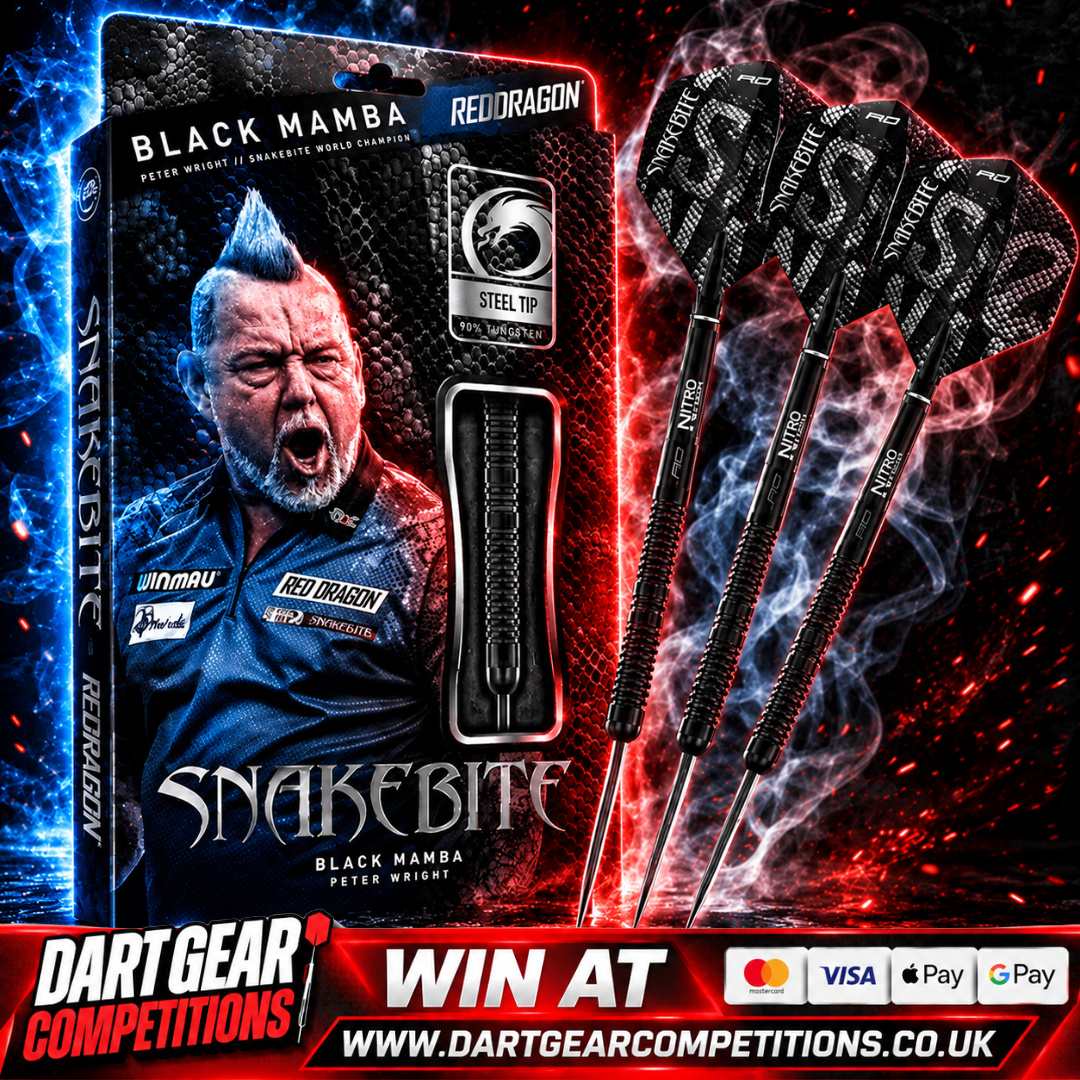 WIN Red Dragon Peter Wright Black Mamba 90% Tungsten Steel Tip Darts