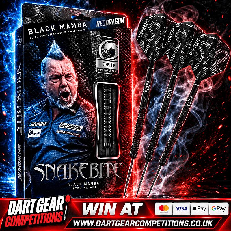 WIN Red Dragon Peter Wright Black Mamba 90% Tungsten Steel Tip Darts