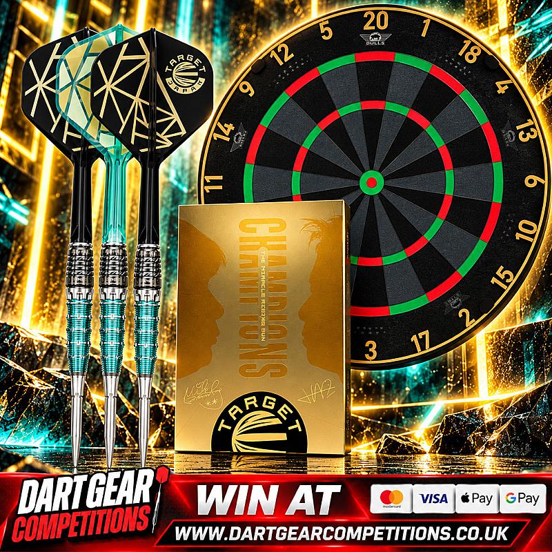 LIMITED EDITION MIRACLE X RISING SUNS + BULLS NL BLACK DARTBOARD BUNDLE