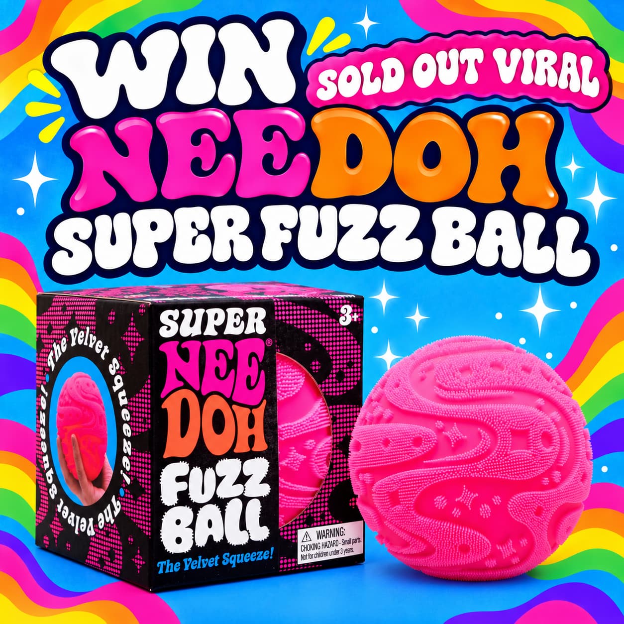 NEEDOH VIRAL SOLD OUT PINK SUPER FUZZ BALL 