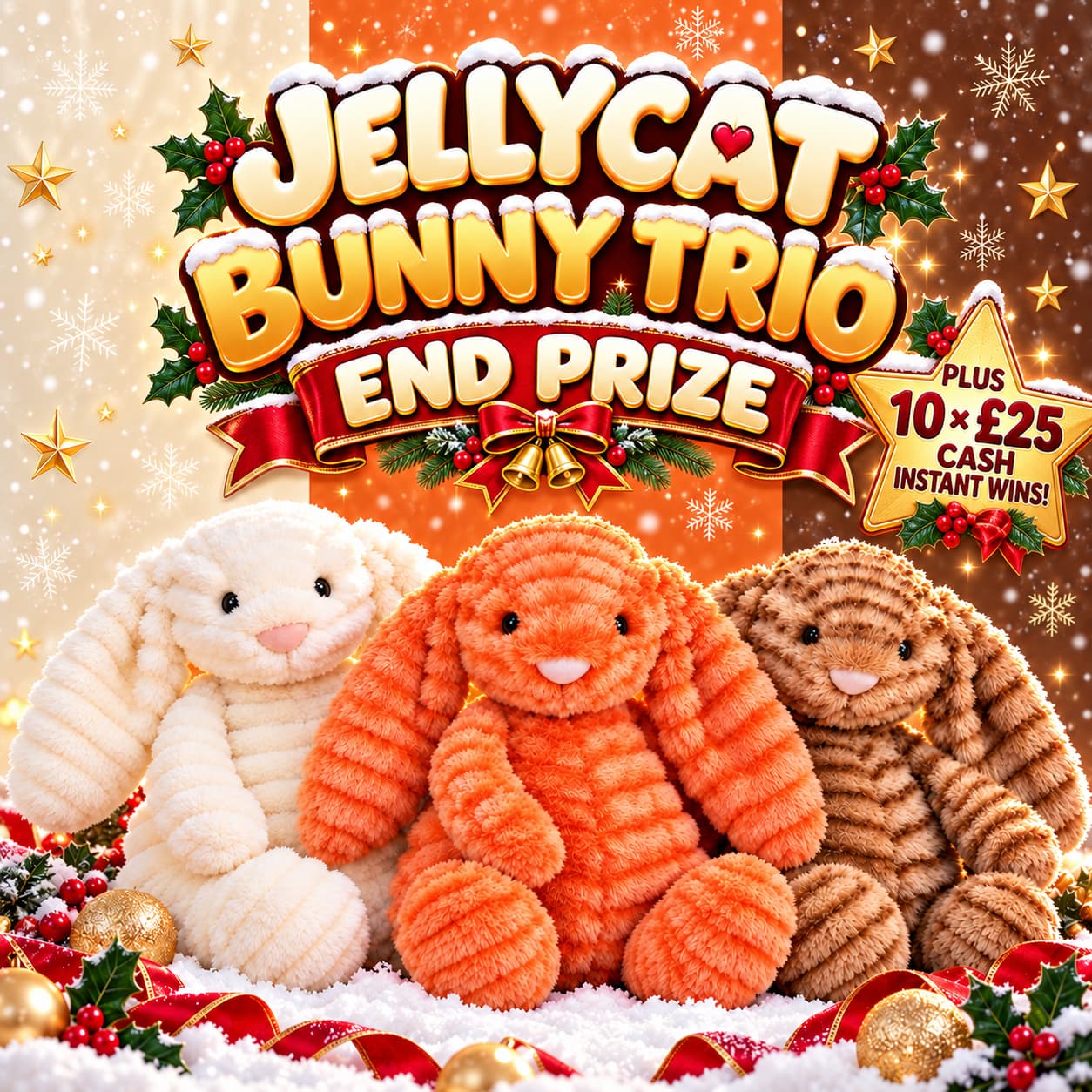 JELLYCAT BUNNY TRIO + CASH INSTANT WINS 