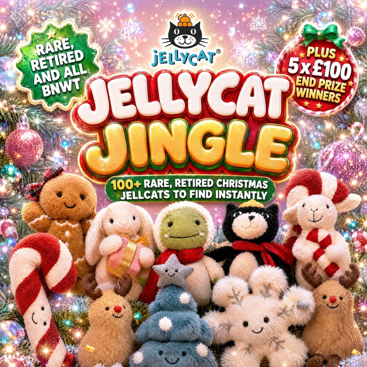 JELLYCAT JINGLE 105 INSTANT WINS + 5 £100 CASH END PRIZE WINNERS