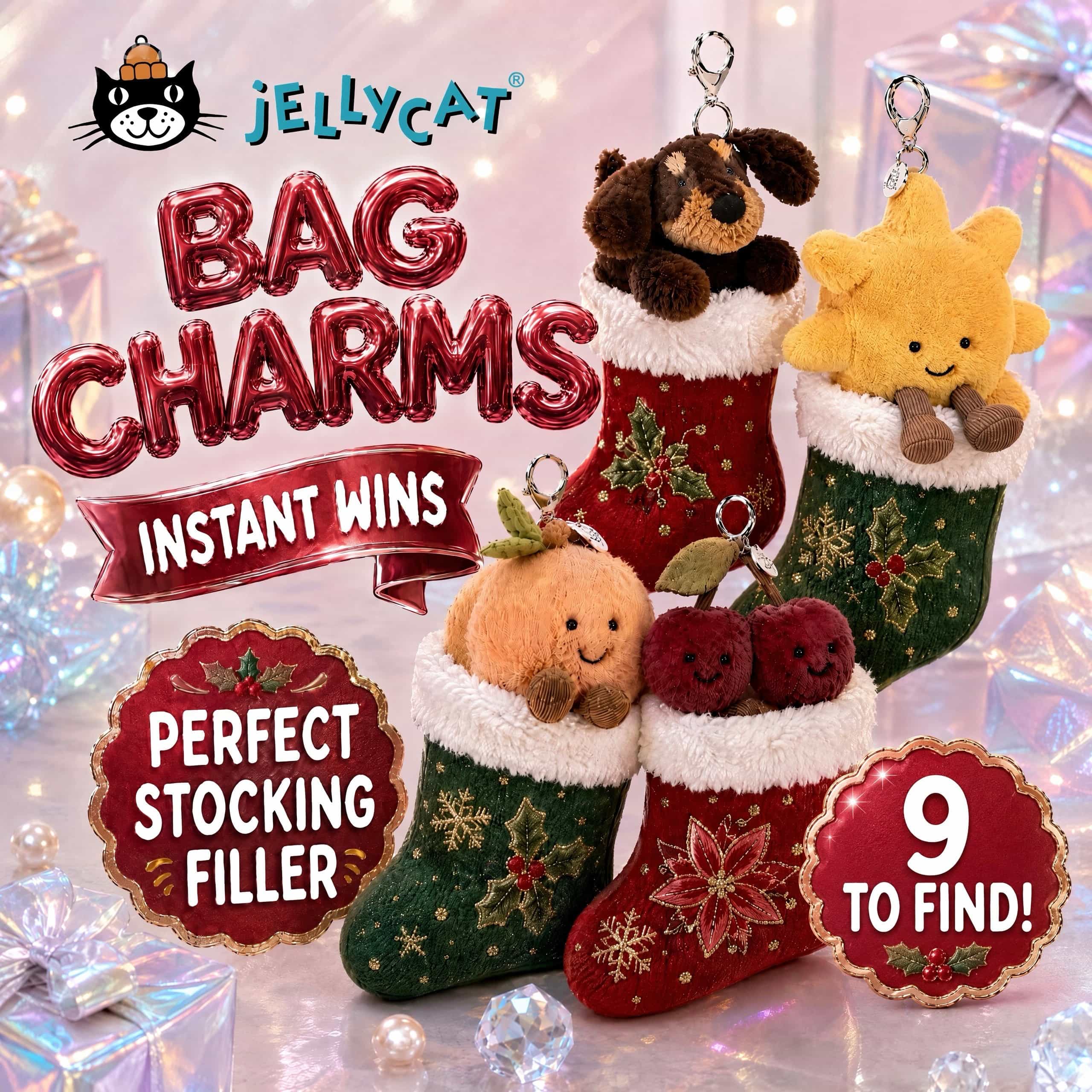JELLYCAT BAG CHARM INSTANT WINS - 9 TO FIND
