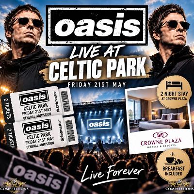 🎸2x Oasis Standing tickets & 2 Nights stay with breakfast at Crowne Plaza for 2 - 21st May 2027🎸 