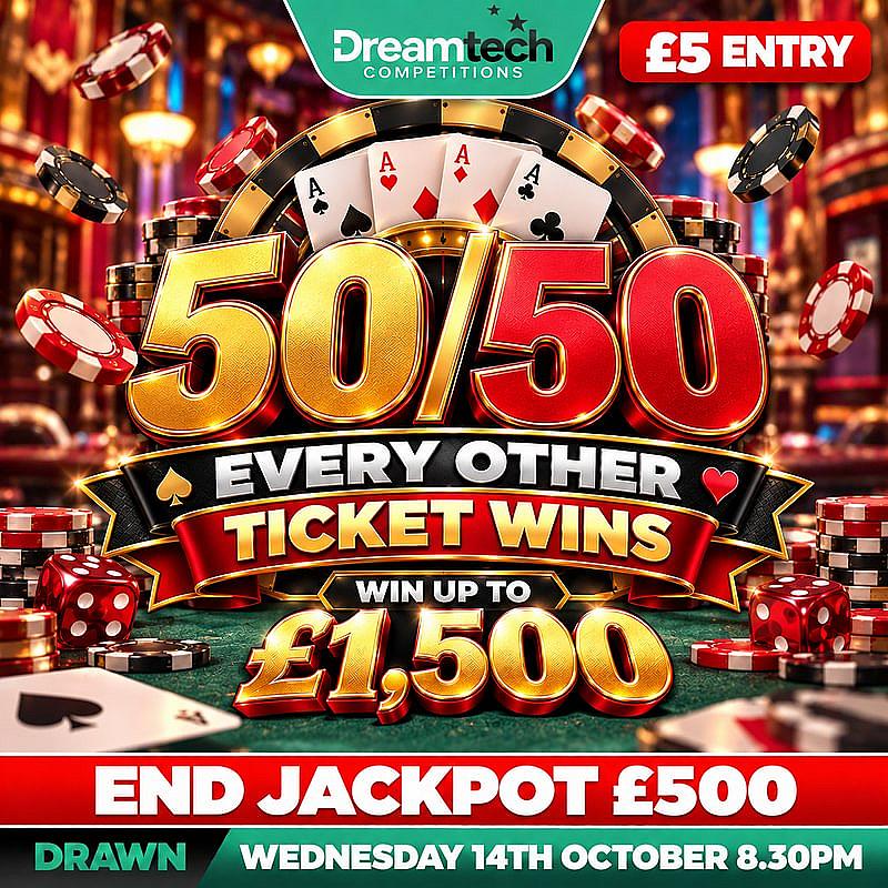 50/50 Every Other Ticket WINS | £35,500 in Prizes | £500 Jackpot