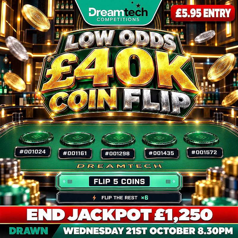 LOW ODDS £41k Coin Flip | £41,250 in Prizes With a £1,250 End Prize