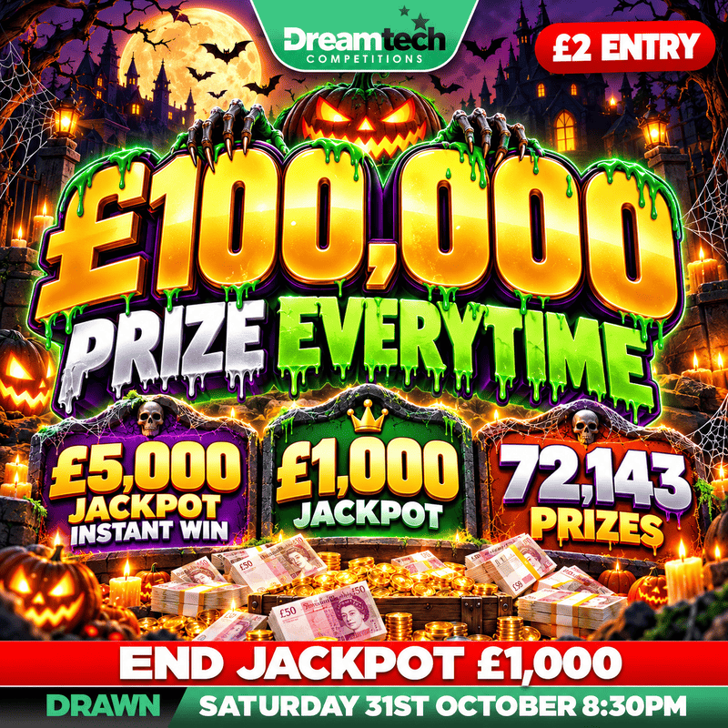 £100,000 Prize Everytime | WIN Upto £5,000 Instantly | £1,000 End Prize
